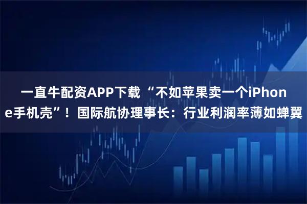 一直牛配资APP下载 “不如苹果卖一个iPhone手机壳”!国际航协理事长:行业利润率薄如蝉翼